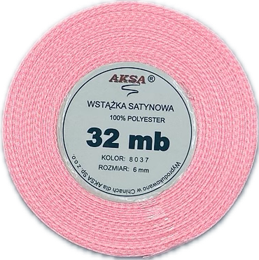 Wstążka satynowa 6mm RÓŻOWA 8037