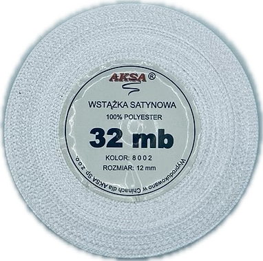 Wstążka satynowa 12mm BIAŁA 8002