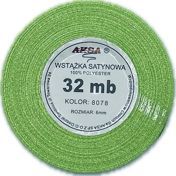 Wstążka satynowa 6mm ZIELONA 8078