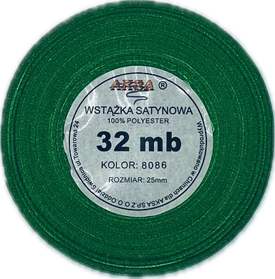 Wstążka satynowa 25mm ZIELONA 8086