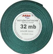 Wstążka satynowa 25mm CIEMNOZIELONA 8090