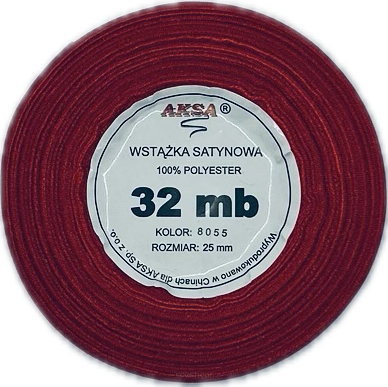 Wstążka satynowa 25mm CZERWONA 8055